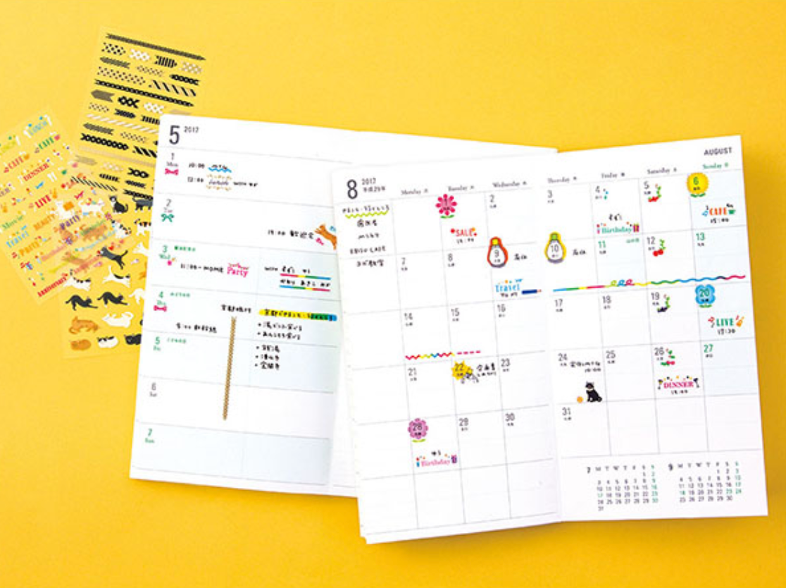 Midori Schedule Seal Mr Ojisan: Date Stickers - Smidapaper Ikigai Shop