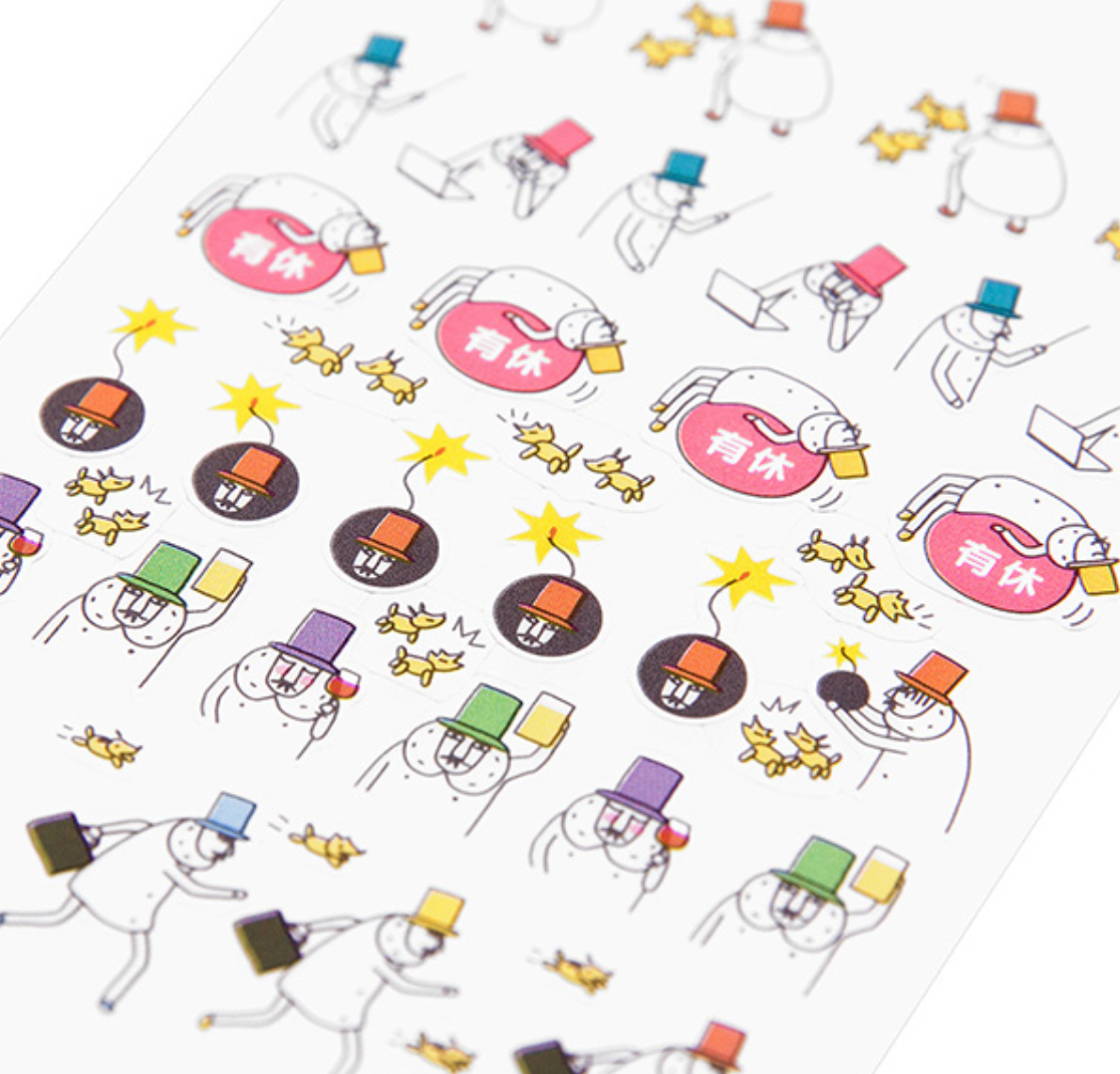 Midori Schedule Seal Mr Ojisan: Work Stickers - Smidapaper Ikigai Shop