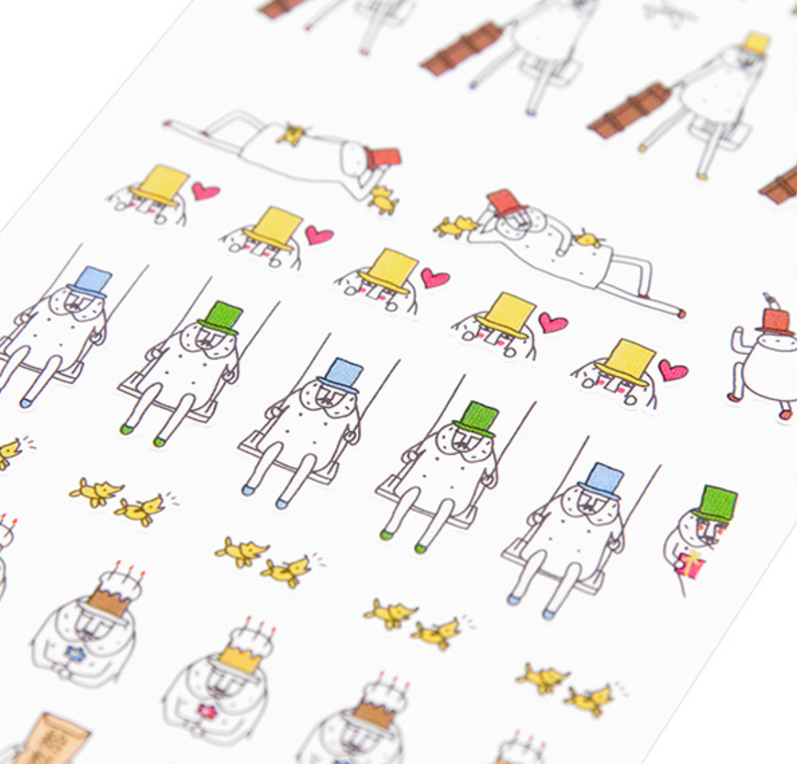 Midori Schedule Seal Mr Ojisan Stickers - Smidapaper Ikigai Shop