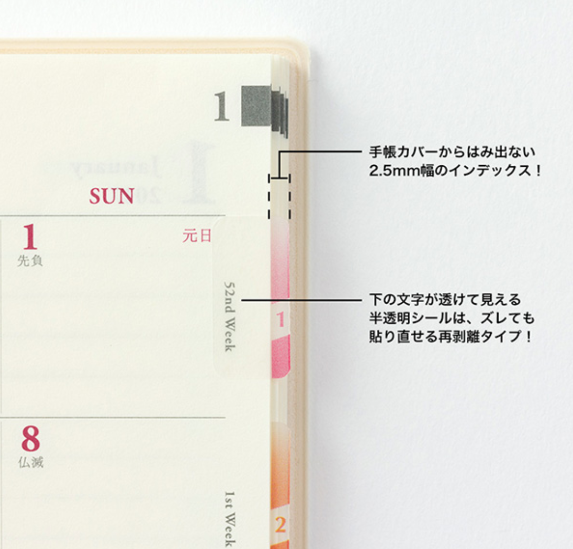Midori Schedule Colourful Tab Stickers - Smidapaper Ikigai Shop
