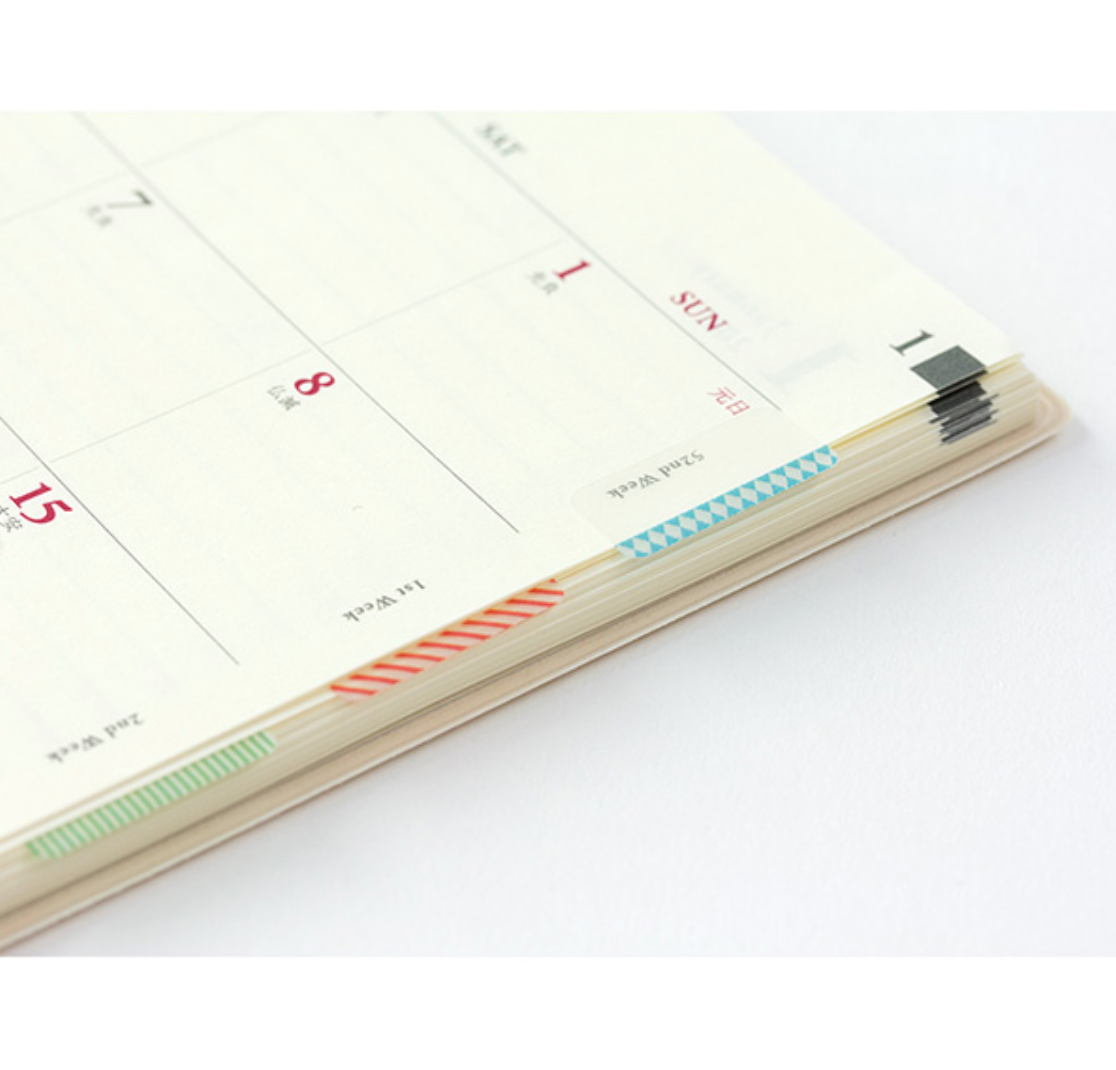 Midori Schedule Colourful Patterned Tab Stickers - Smidapaper Ikigai Shop