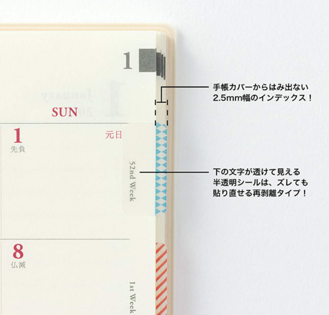 Midori Schedule Colourful Patterned Tab Stickers - Smidapaper Ikigai Shop