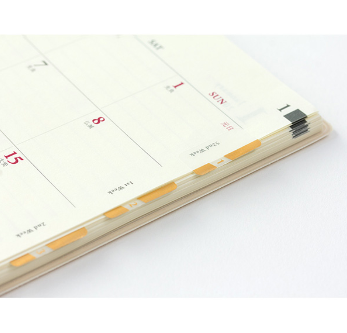 Midori Schedule Gold Tab Stickers - Smidapaper Ikigai Shop