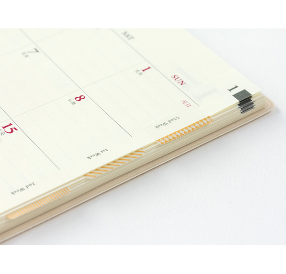 Midori Schedule Gold Patterned Tab Stickers - Smidapaper Ikigai Shop