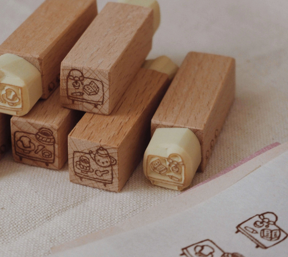 bighands Handmade Rubber Stamp- Desk Scenery (3 types) - Smidapaper Ikigai Shop