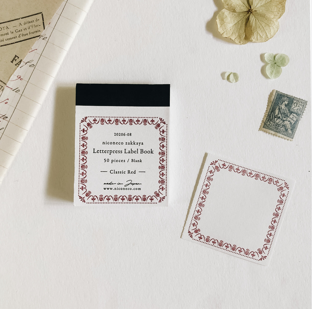Nico Neco x Oeda Letterpress Label Book: Classic Red - Smidapaper Ikigai Shop