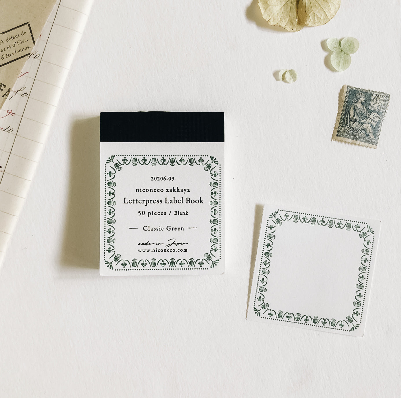 Nico Neco x Oeda Letterpress Label Book: Classic Green - Smidapaper Ikigai Shop