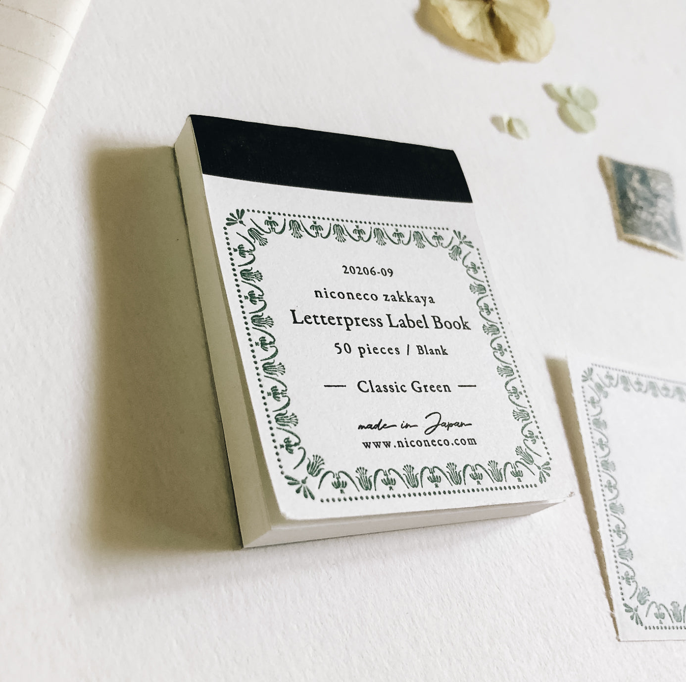 Nico Neco x Oeda Letterpress Label Book: Classic Green - Smidapaper Ikigai Shop