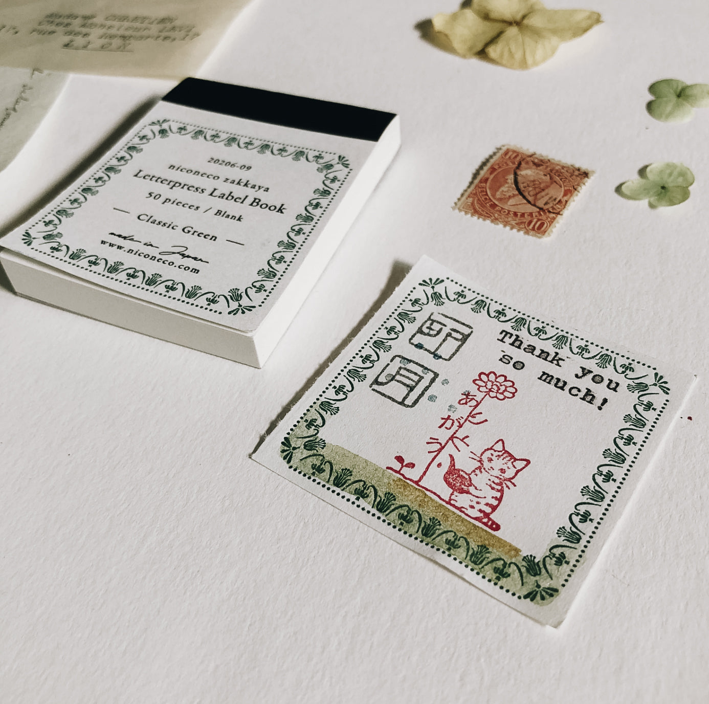 Nico Neco x Oeda Letterpress Label Book: Classic Green - Smidapaper Ikigai Shop