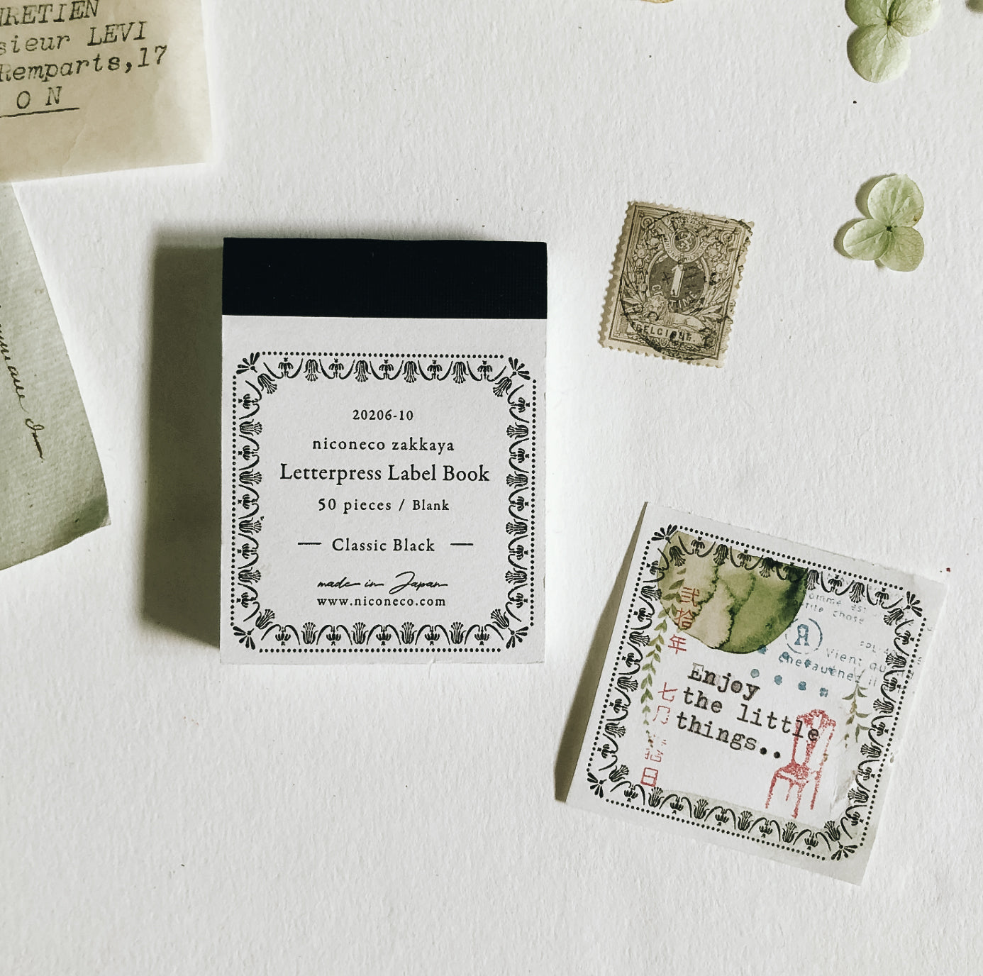 Nico Neco x Oeda Letterpress Label Book: Classic Black - Smidapaper Ikigai Shop