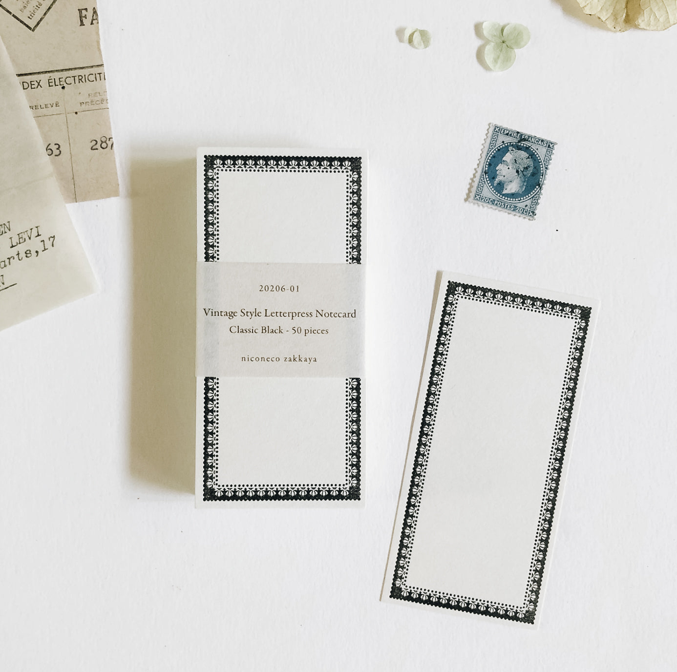 Nico Neco x Oeda Vintage Style Letterpress Notecard: Classic Black - Smidapaper Ikigai Shop