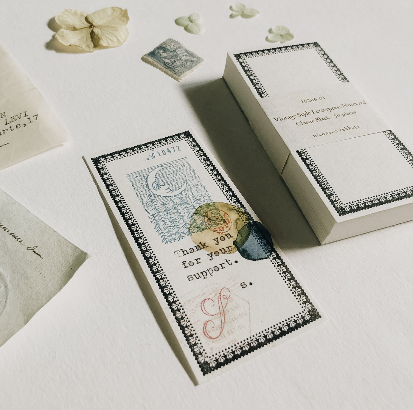 Nico Neco x Oeda Vintage Style Letterpress Notecard: Classic Black - Smidapaper Ikigai Shop