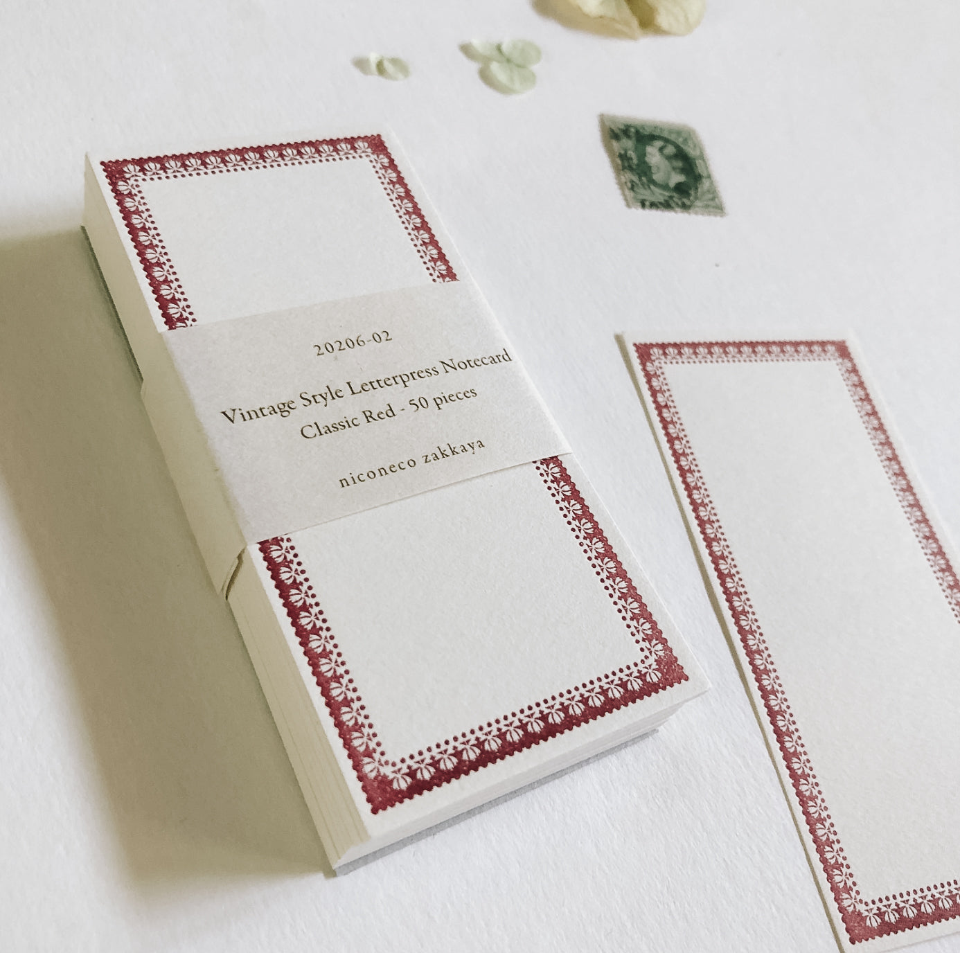 Nico Neco x Oeda Vintage Style Letterpress Notecard: Classic Red - Smidapaper Ikigai Shop