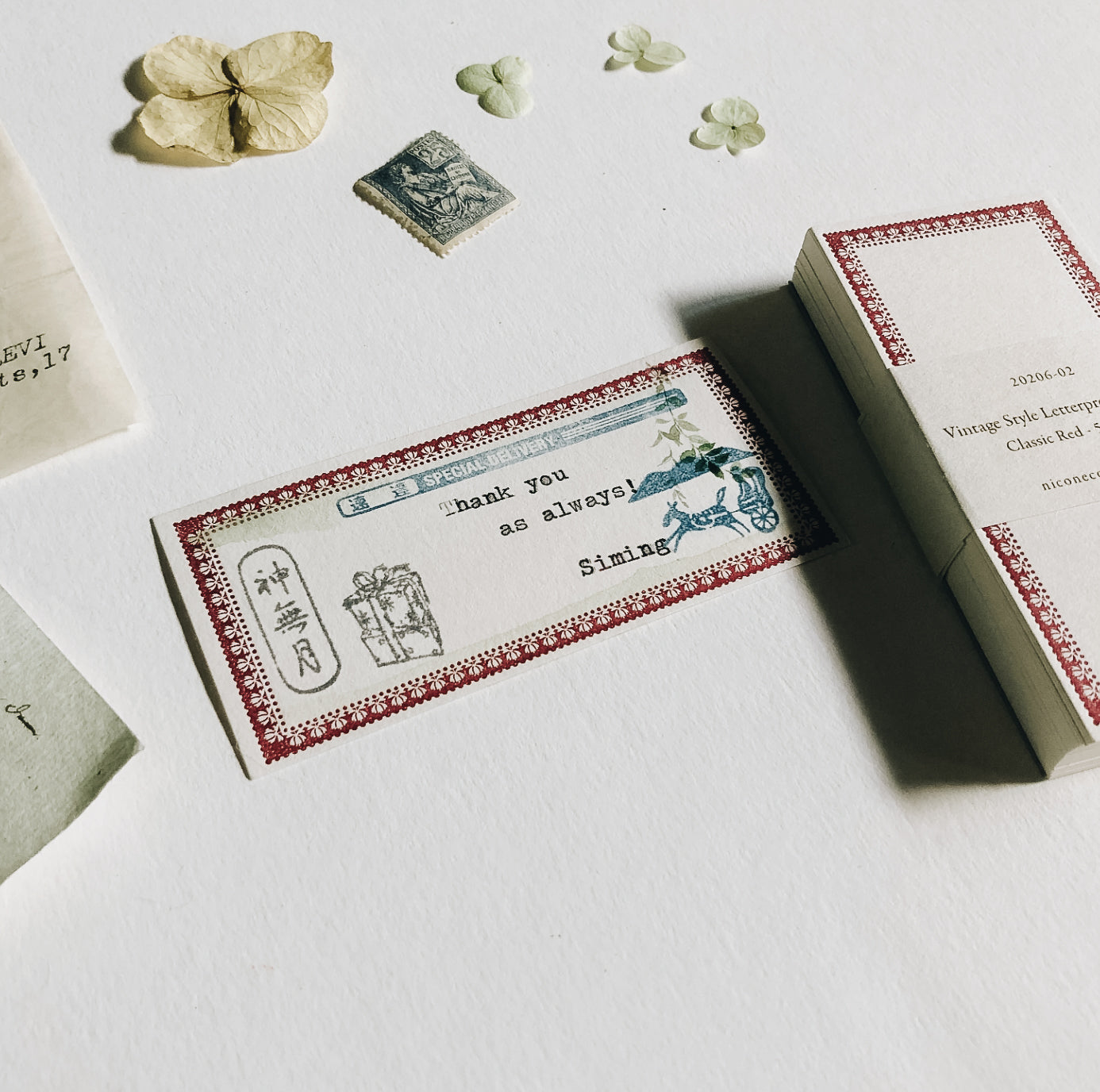Nico Neco x Oeda Vintage Style Letterpress Notecard: Classic Red - Smidapaper Ikigai Shop