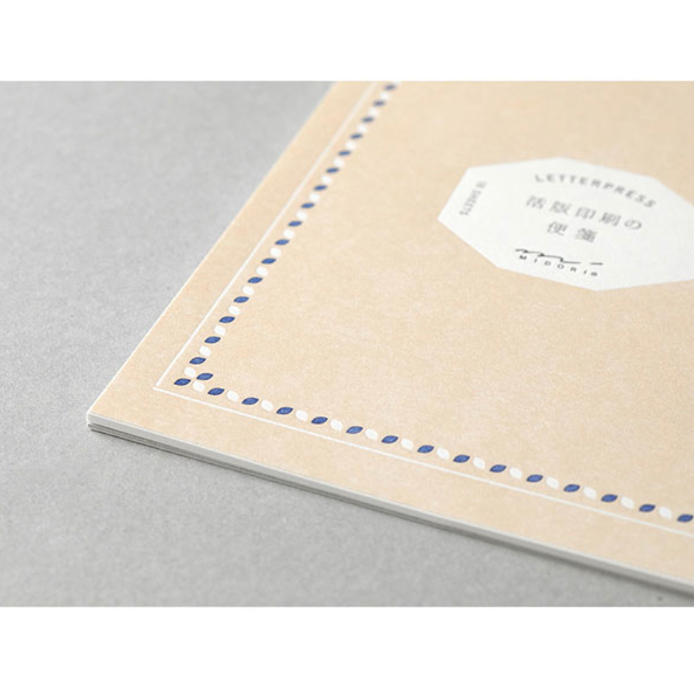 Midori Letterpress Letter Pad: Frame Brown - Smidapaper Ikigai Shop