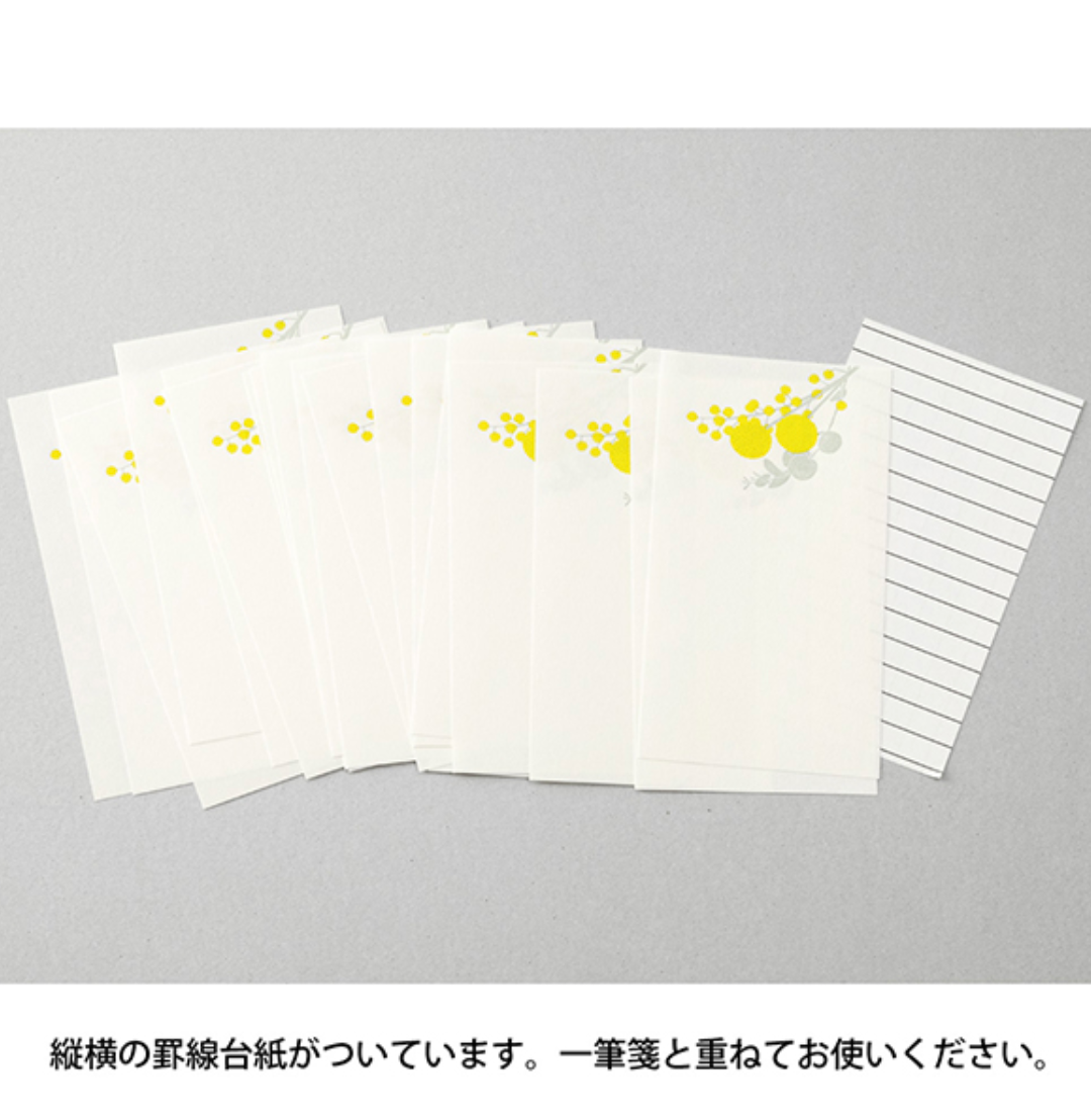 Midori Message Letter Pad Letterpress: Bouquet Yellow - Smidapaper Ikigai Shop