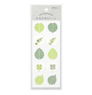 Midori Letterpress Stickers | Leaf - Smidapaper Ikigai Shop