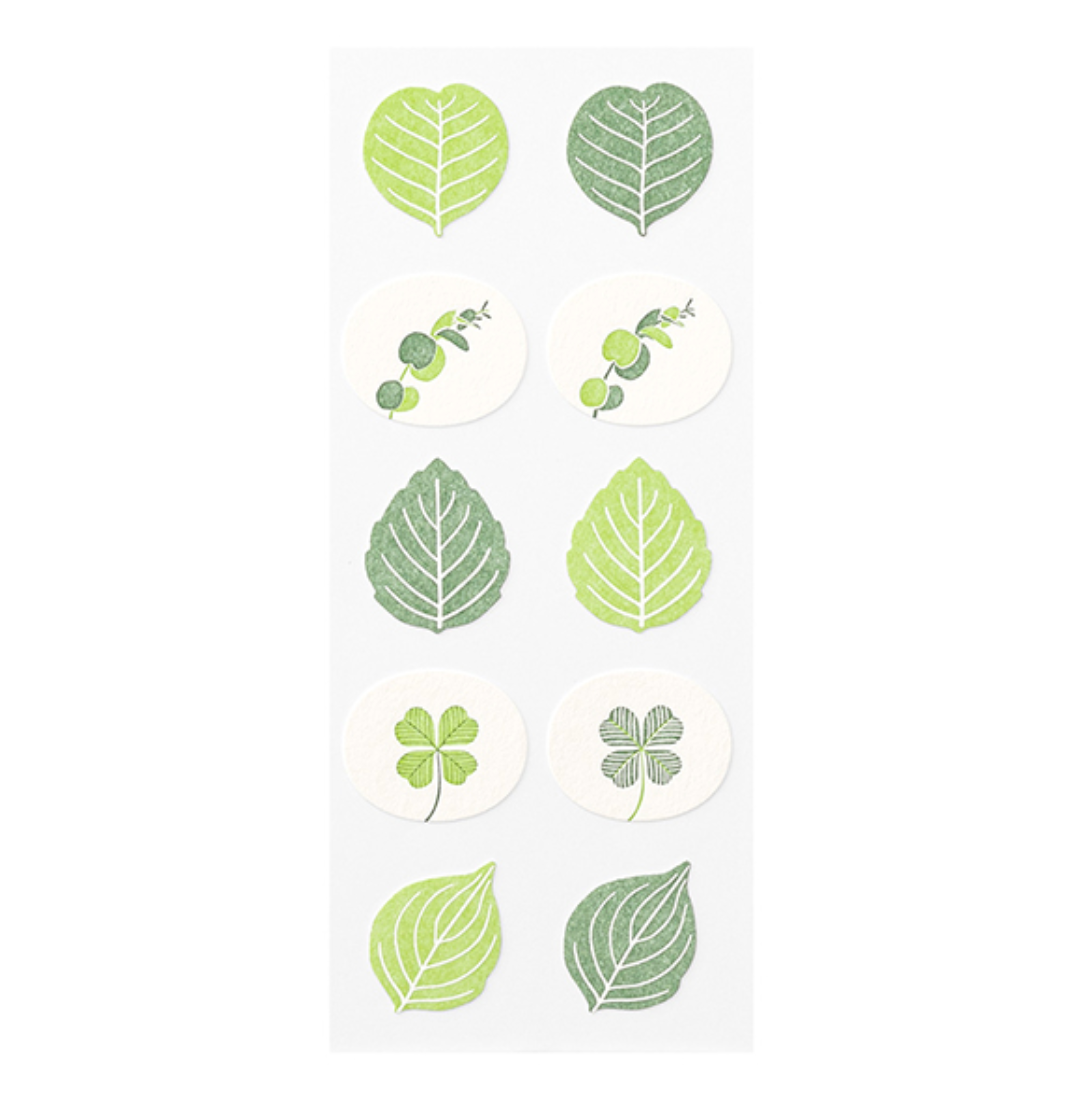 Midori Letterpress Stickers | Leaf - Smidapaper Ikigai Shop