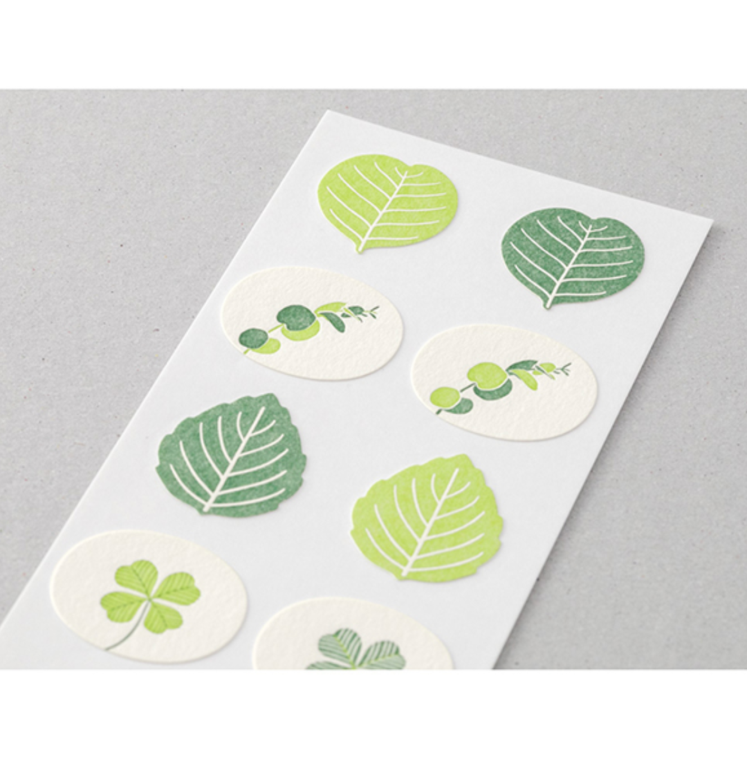 Midori Letterpress Stickers | Leaf - Smidapaper Ikigai Shop