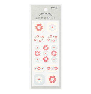 Midori Letterpress Stickers | Flower Frame Light Blue - Smidapaper Ikigai Shop