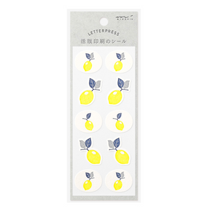 Midori Letterpress Stickers | Lemon - Smidapaper Ikigai Shop