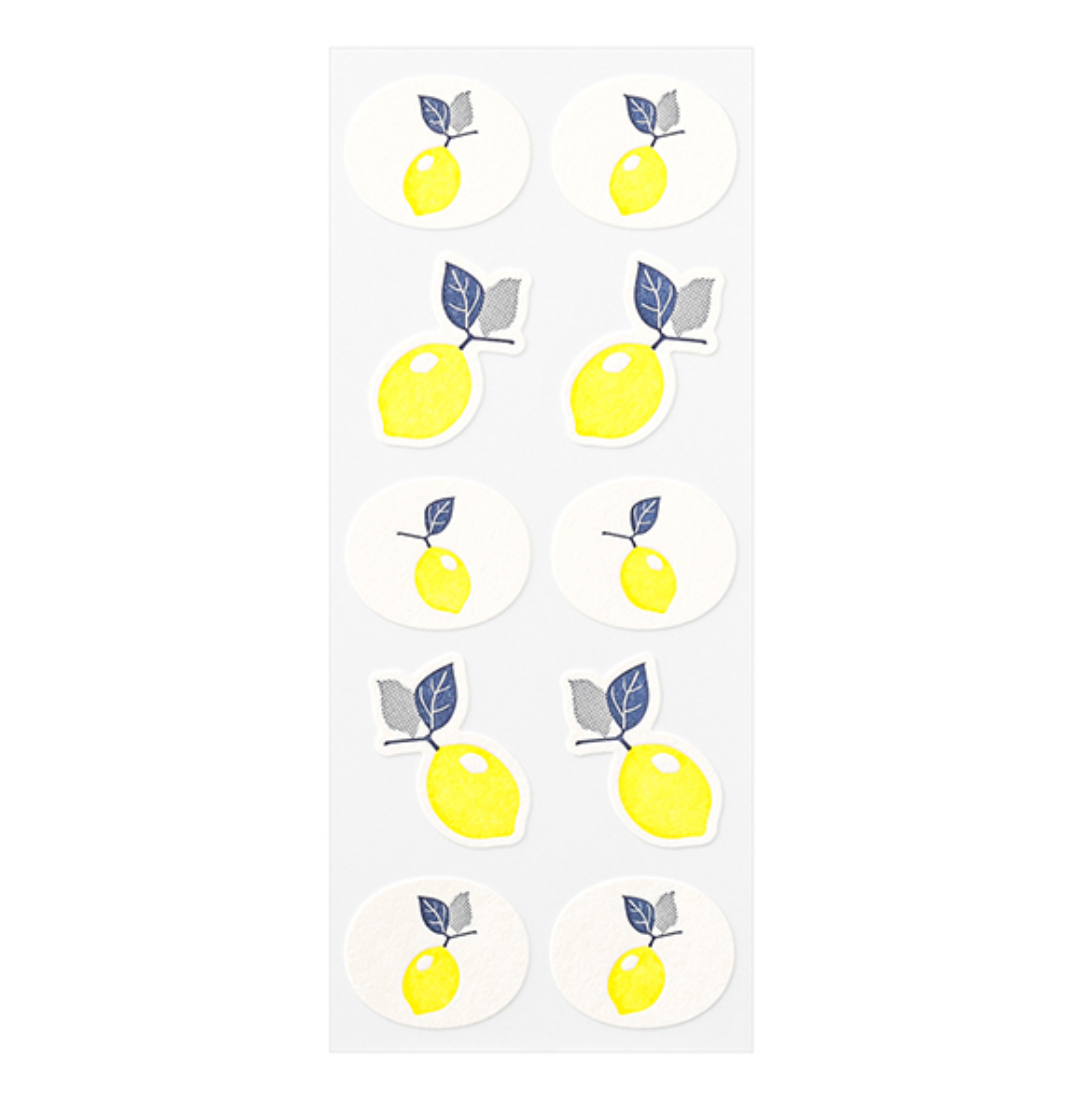 Midori Letterpress Stickers | Lemon - Smidapaper Ikigai Shop