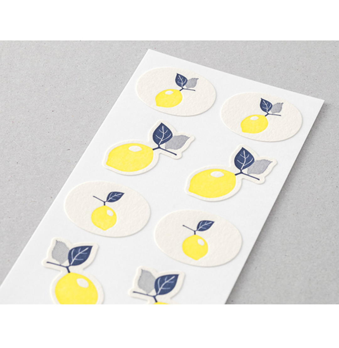 Midori Letterpress Stickers | Lemon - Smidapaper Ikigai Shop
