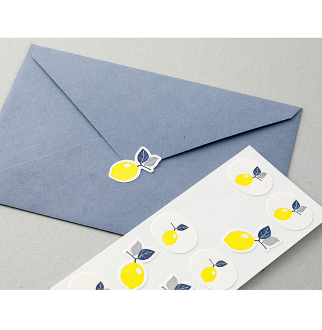 Midori Letterpress Stickers | Lemon - Smidapaper Ikigai Shop