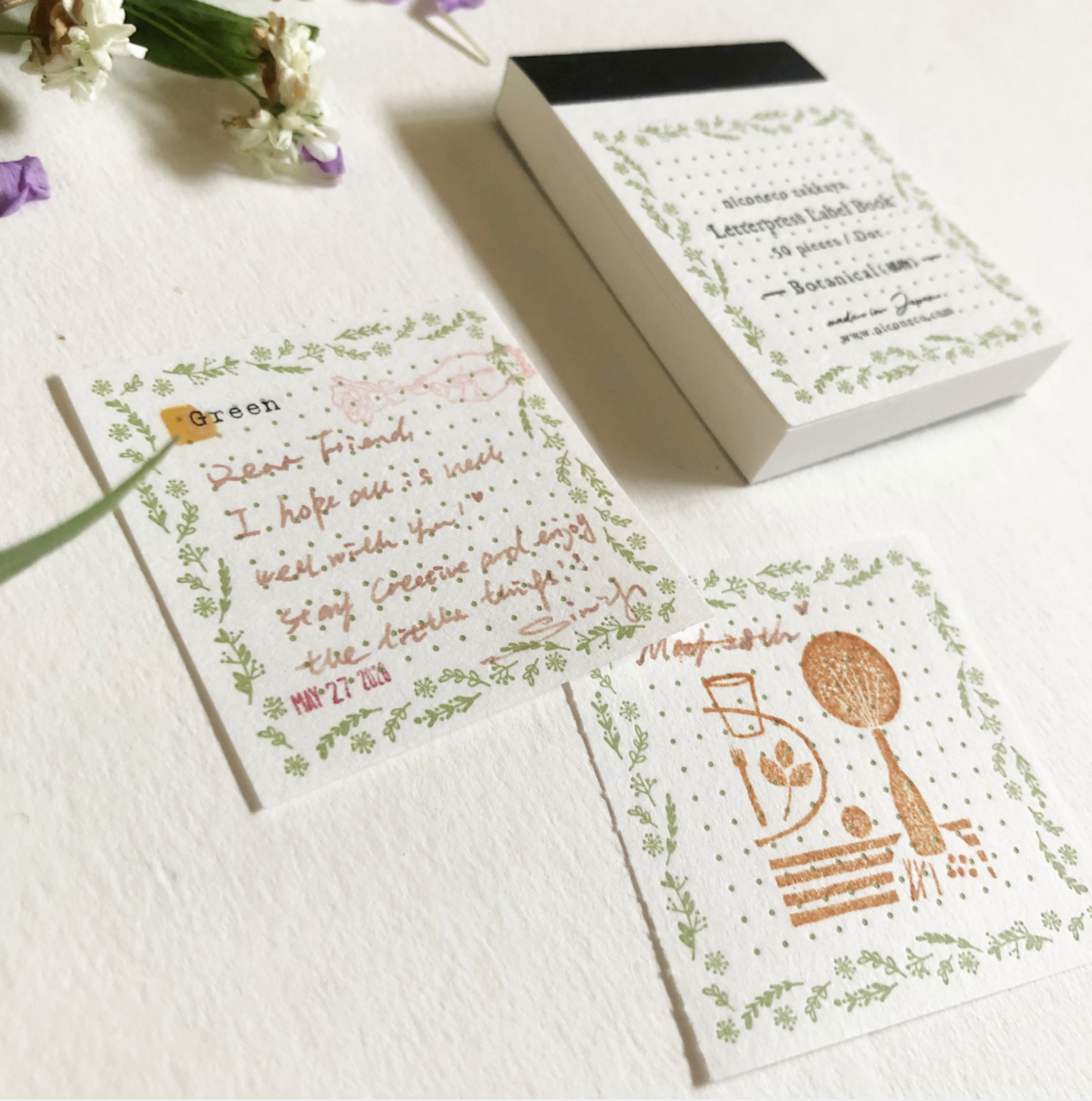 Nico Neco x Oeda Letterpress Label Book: Botanical(植物） - Smidapaper Ikigai Shop
