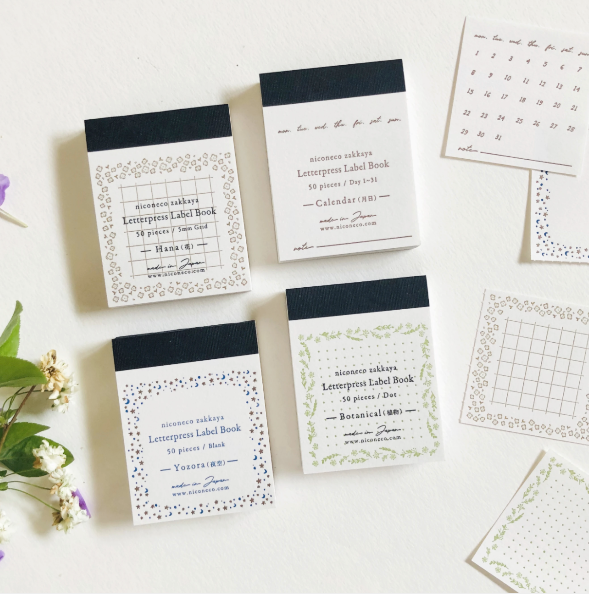 Nico Neco x Oeda Letterpress Label Book: Hana(花） - Smidapaper Ikigai Shop