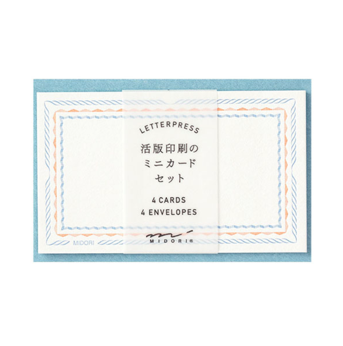 Midori Card Set: Letterpress Frame Blue - Smidapaper Ikigai Shop