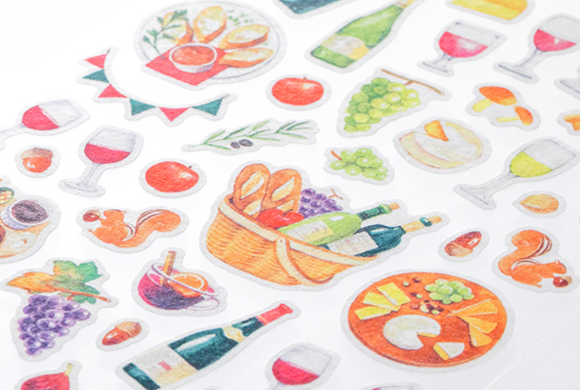 Midori Marche Stickers | Wine - Smidapaper Ikigai Shop