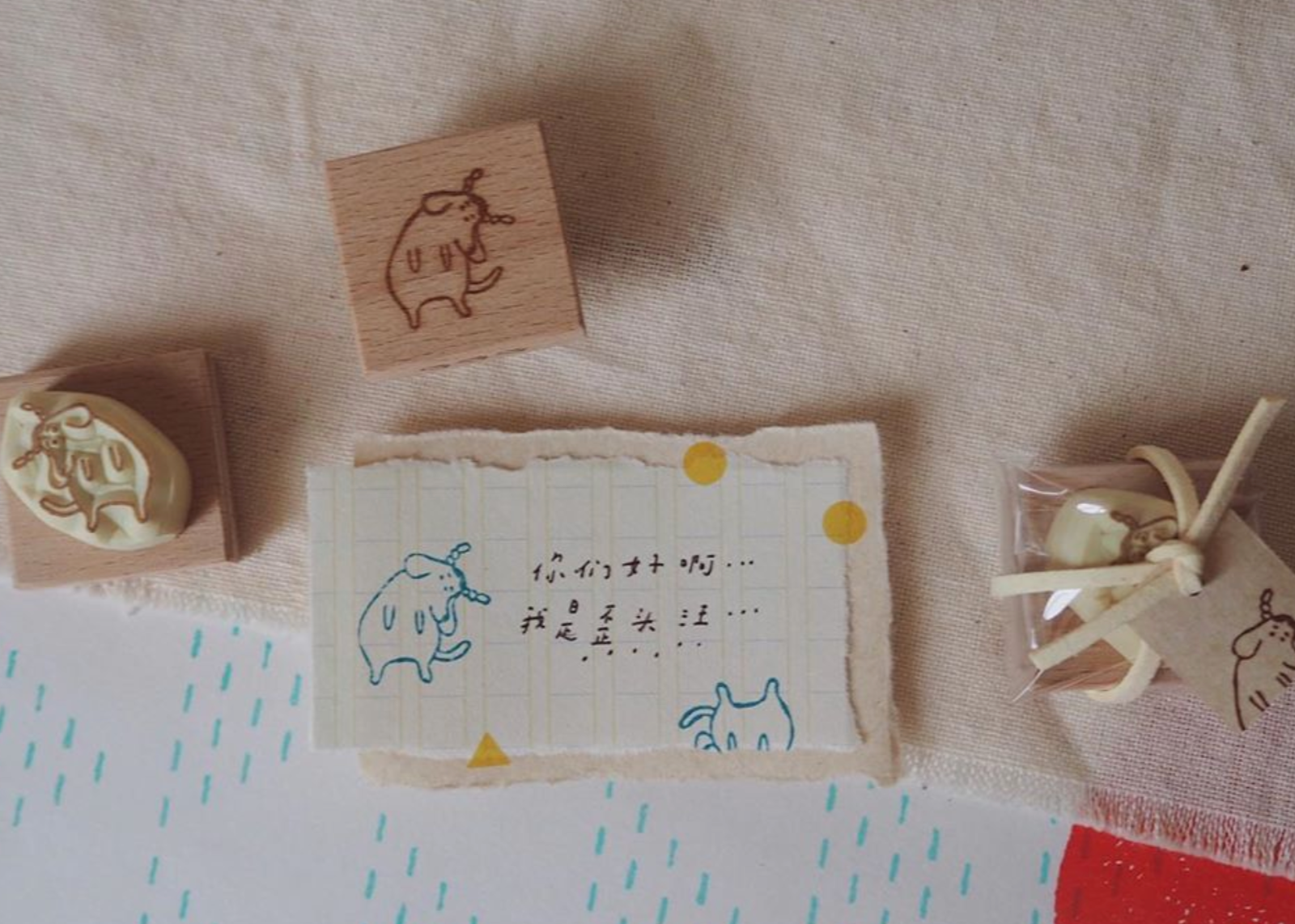bighands Handmade Rubber Stamp- hello dog - Smidapaper Ikigai Shop