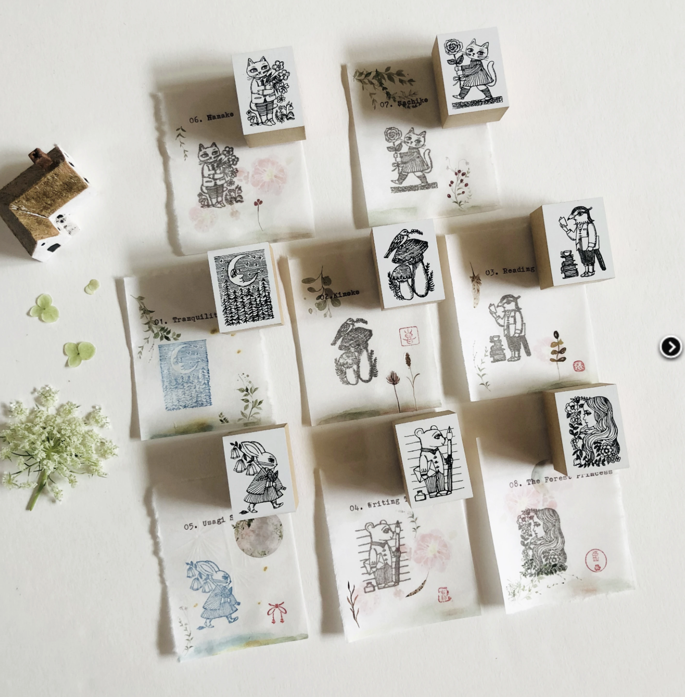 Nico Neco x Ryoko Ishii Rubber Stamp: Tranquility - Smidapaper Ikigai Shop