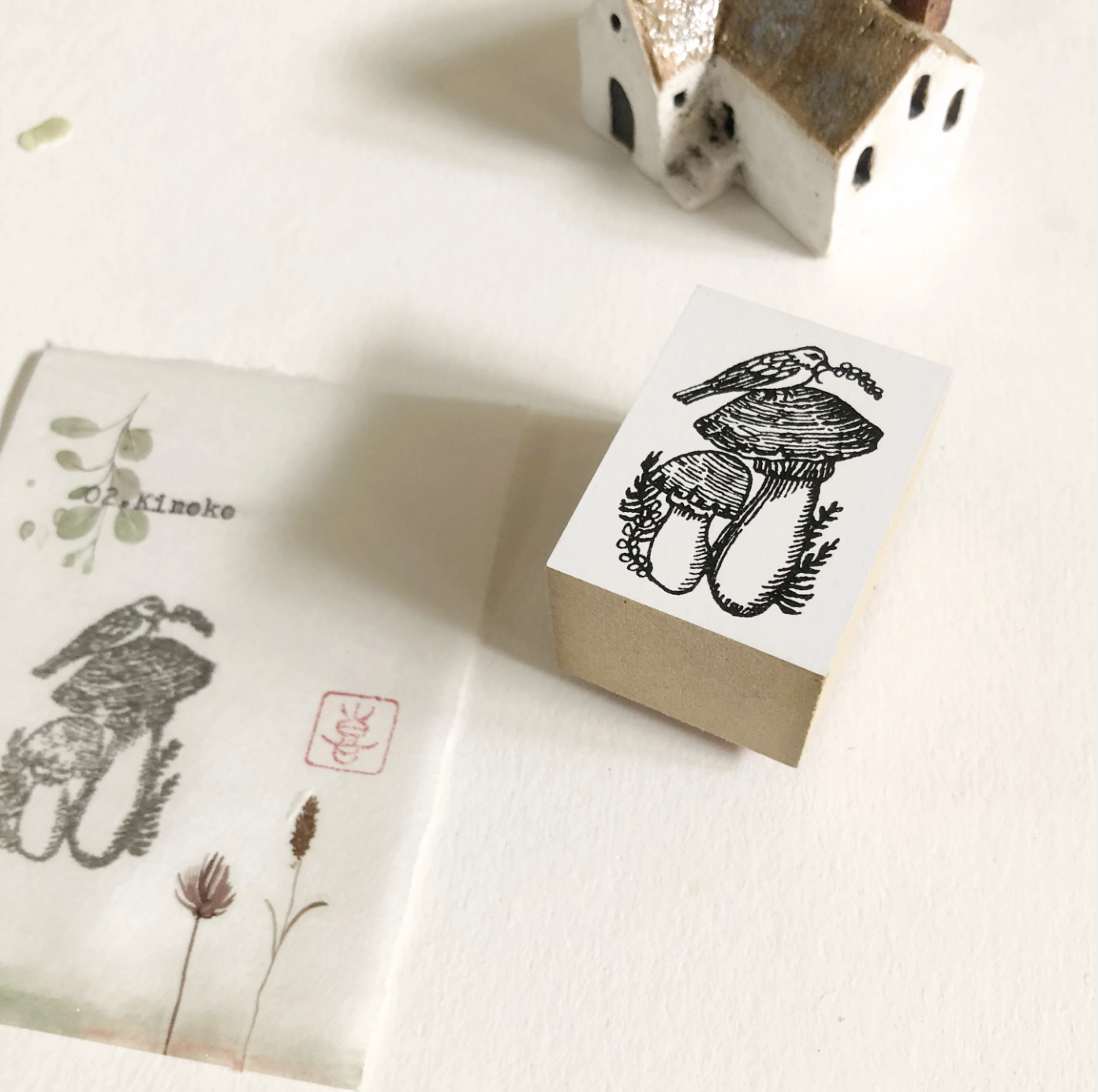 Nico Neco x Ryoko Ishii Rubber Stamp: Kinoko - Smidapaper Ikigai Shop