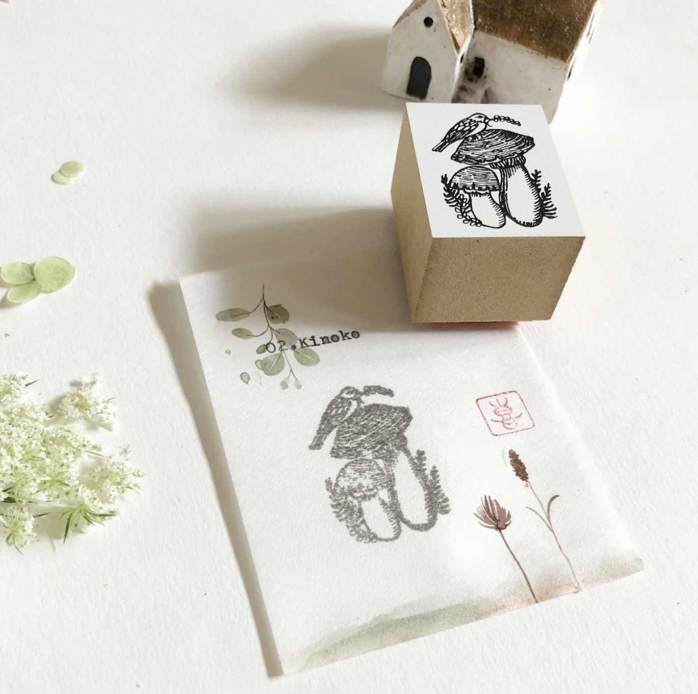 Nico Neco x Ryoko Ishii Rubber Stamp: Kinoko - Smidapaper Ikigai Shop