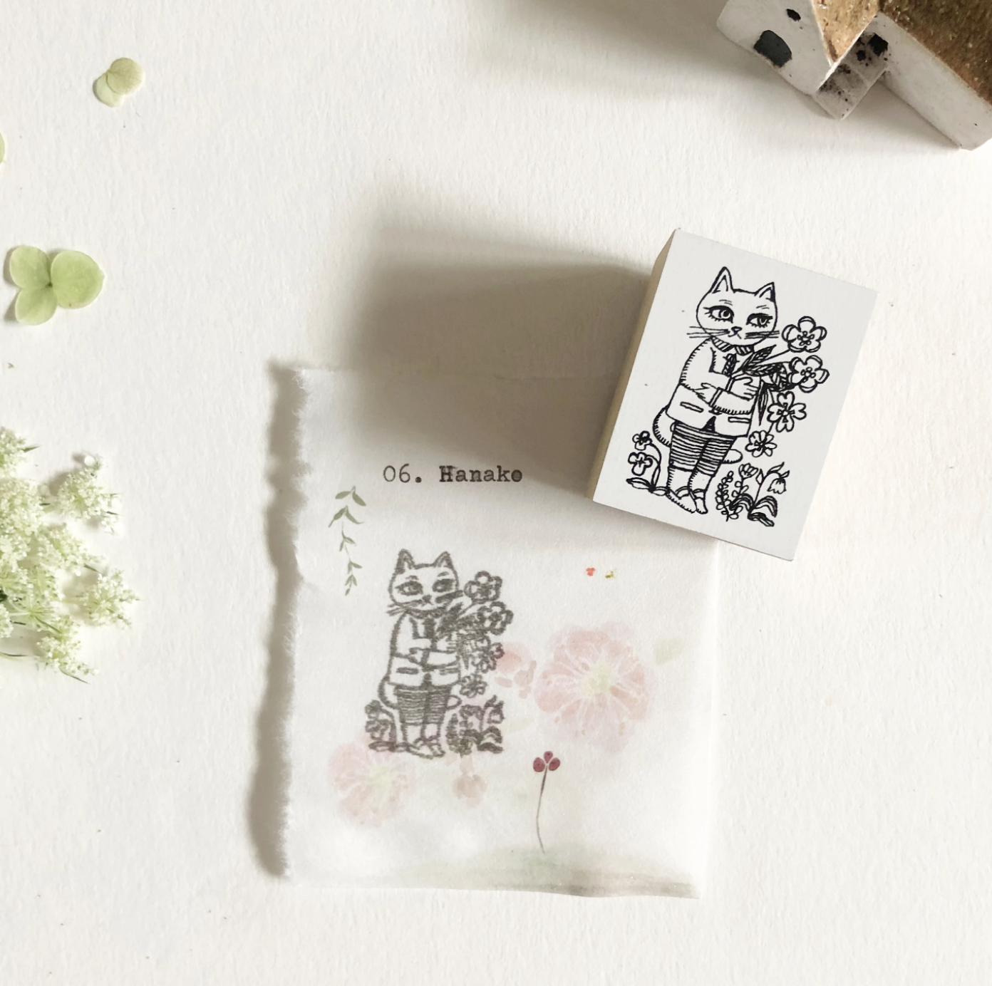 Nico Neco x Ryoko Ishii Rubber Stamp: Hanako - Smidapaper Ikigai Shop