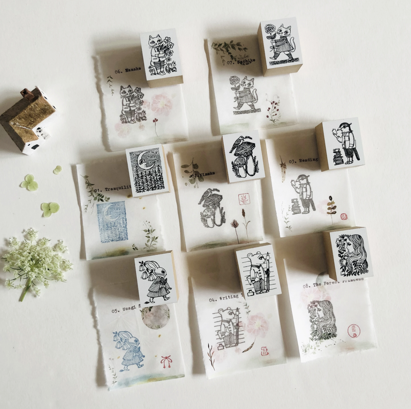 Nico Neco x Ryoko Ishii Rubber Stamp: Hanako - Smidapaper Ikigai Shop