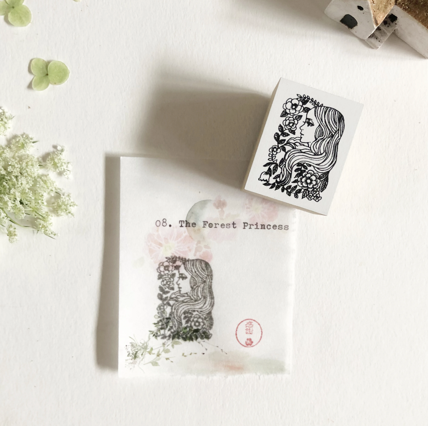 Nico Neco x Ryoko Ishii Rubber Stamp: The Forest Princess - Smidapaper Ikigai Shop