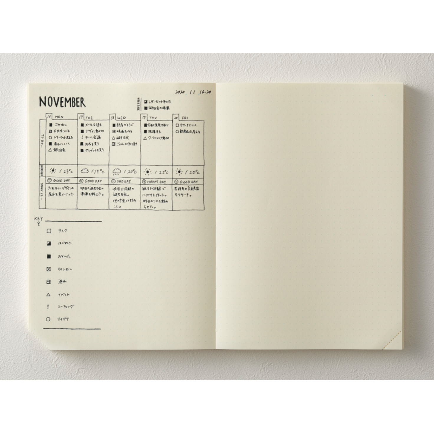 MD Notebook Journal [A5] Codex 1 Day 1 Page- Dot Grid - Smidapaper Ikigai Shop