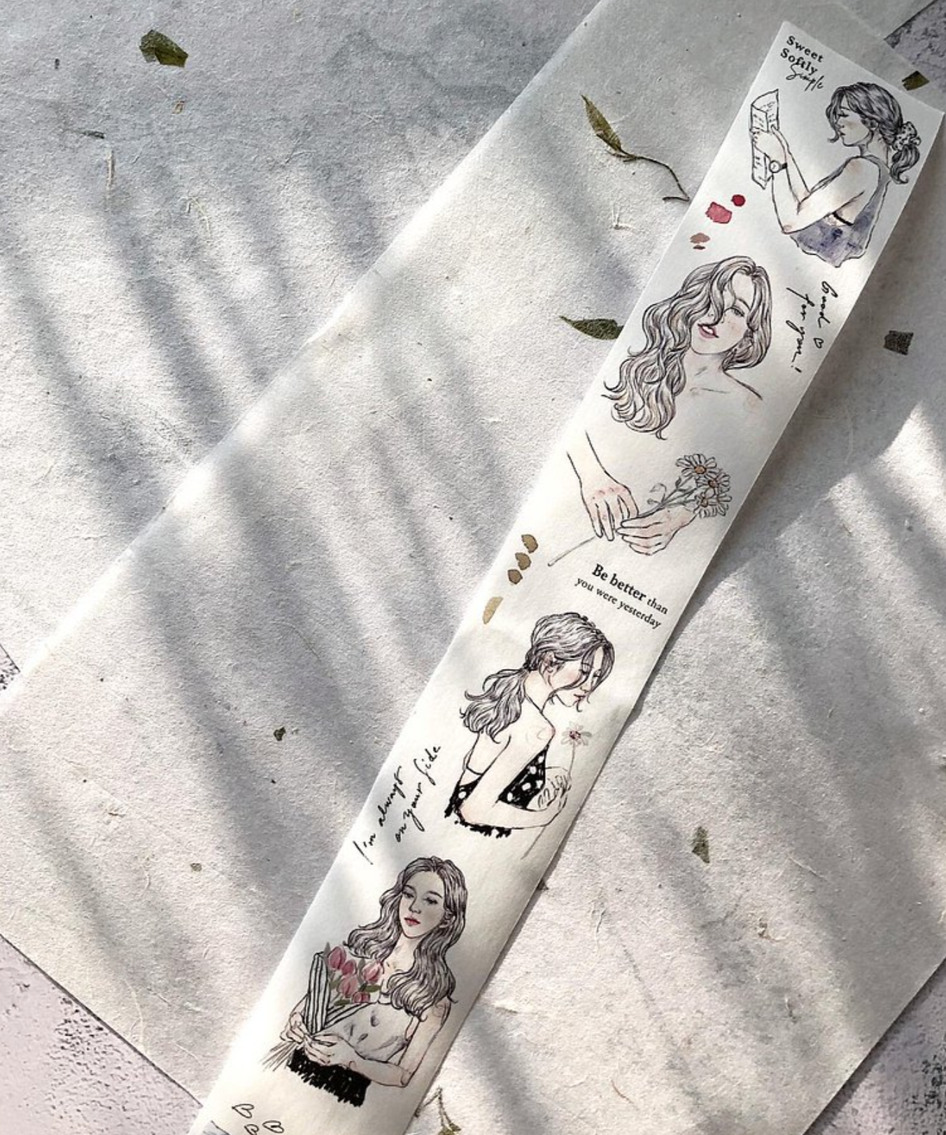 Pion Sketch Girl Label - Washi Tape - 4.5 cm - Smidapaper Ikigai Shop