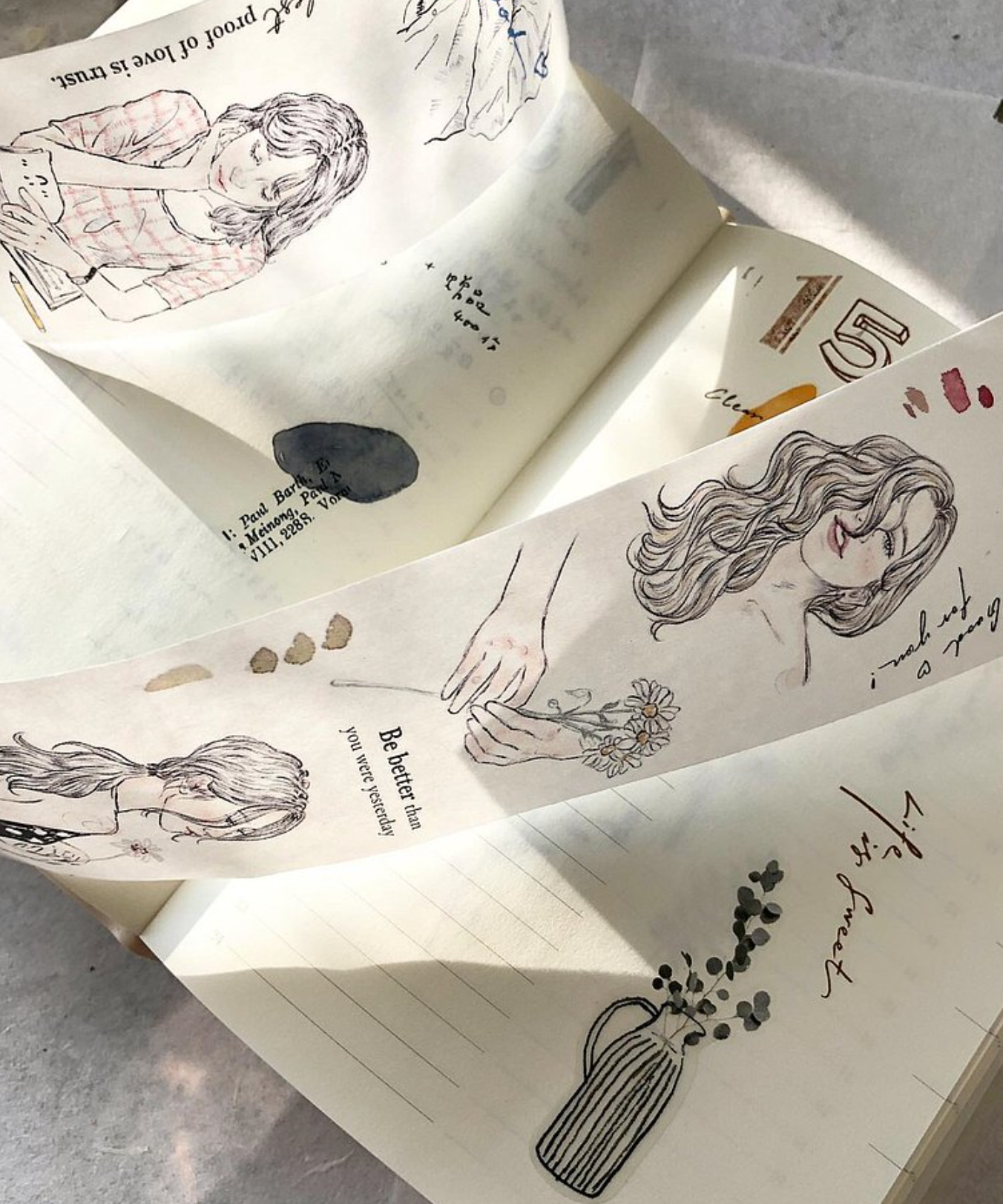 Pion Sketch Girl Label - Washi Tape - 4.5 cm - Smidapaper Ikigai Shop