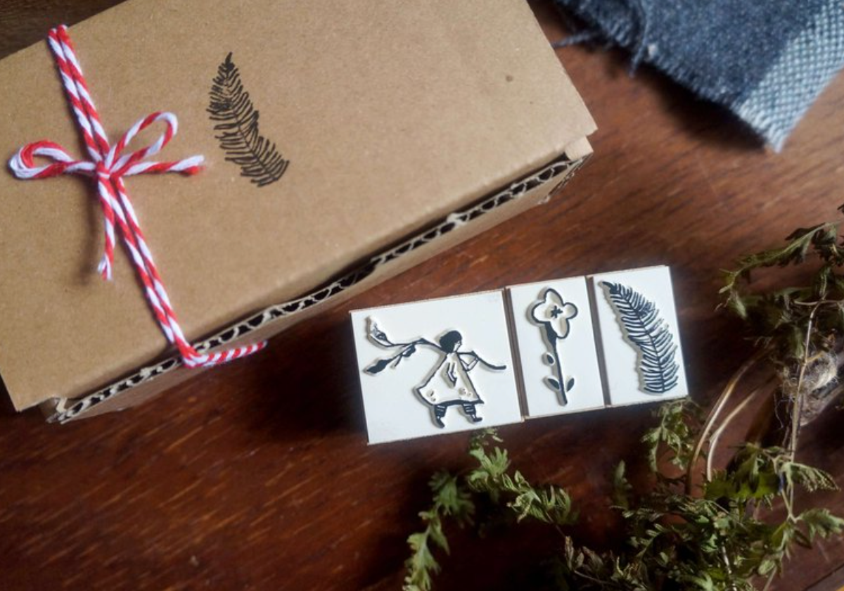 Yamadoro Girl/ Leaf/ Flower Rubber Stamp (set of 3) - Smidapaper Ikigai Shop
