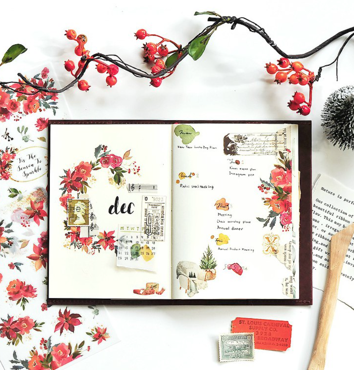 MU Print-On Stickers-152 Poinsettia Garden - Smidapaper Ikigai Shop
