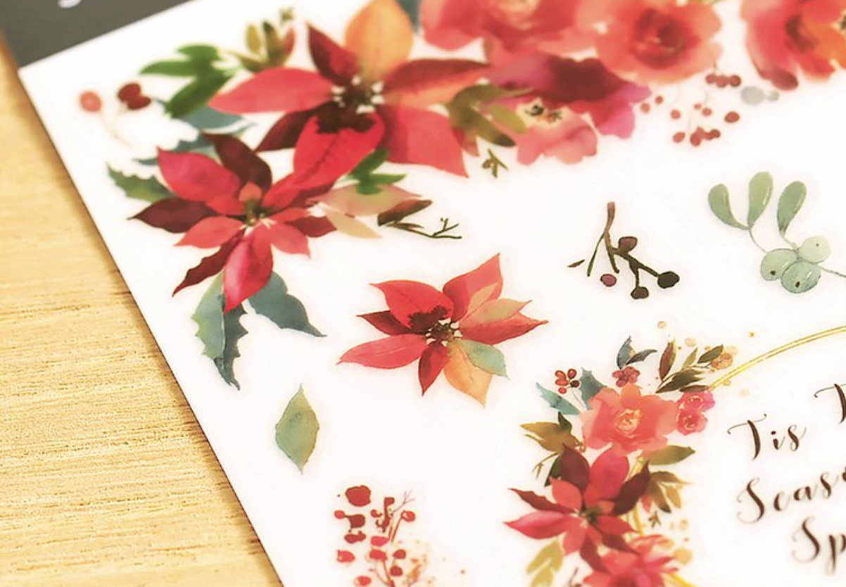 MU Print-On Stickers-152 Poinsettia Garden - Smidapaper Ikigai Shop