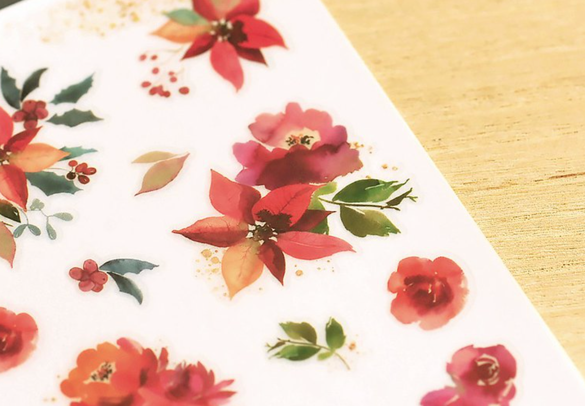 MU Print-On Stickers-152 Poinsettia Garden - Smidapaper Ikigai Shop