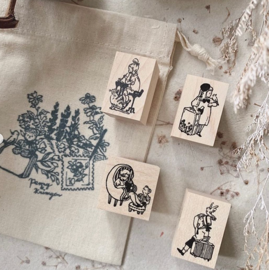 Penny x Krimgen Travel Girl Rubber Stamp - Smidapaper Ikigai Shop