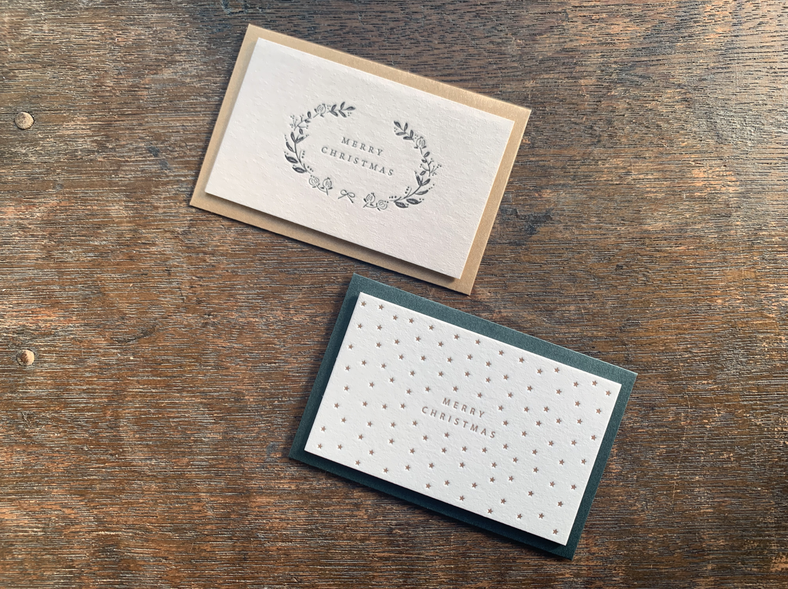 Oeda Letterpress Merry Christmas Card (Star/Wreath) - Smidapaper Ikigai Shop