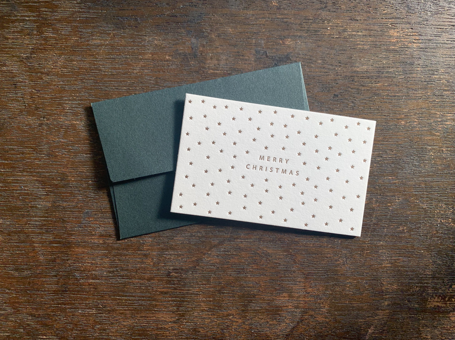 Oeda Letterpress Merry Christmas Card (Star/Wreath) - Smidapaper Ikigai Shop