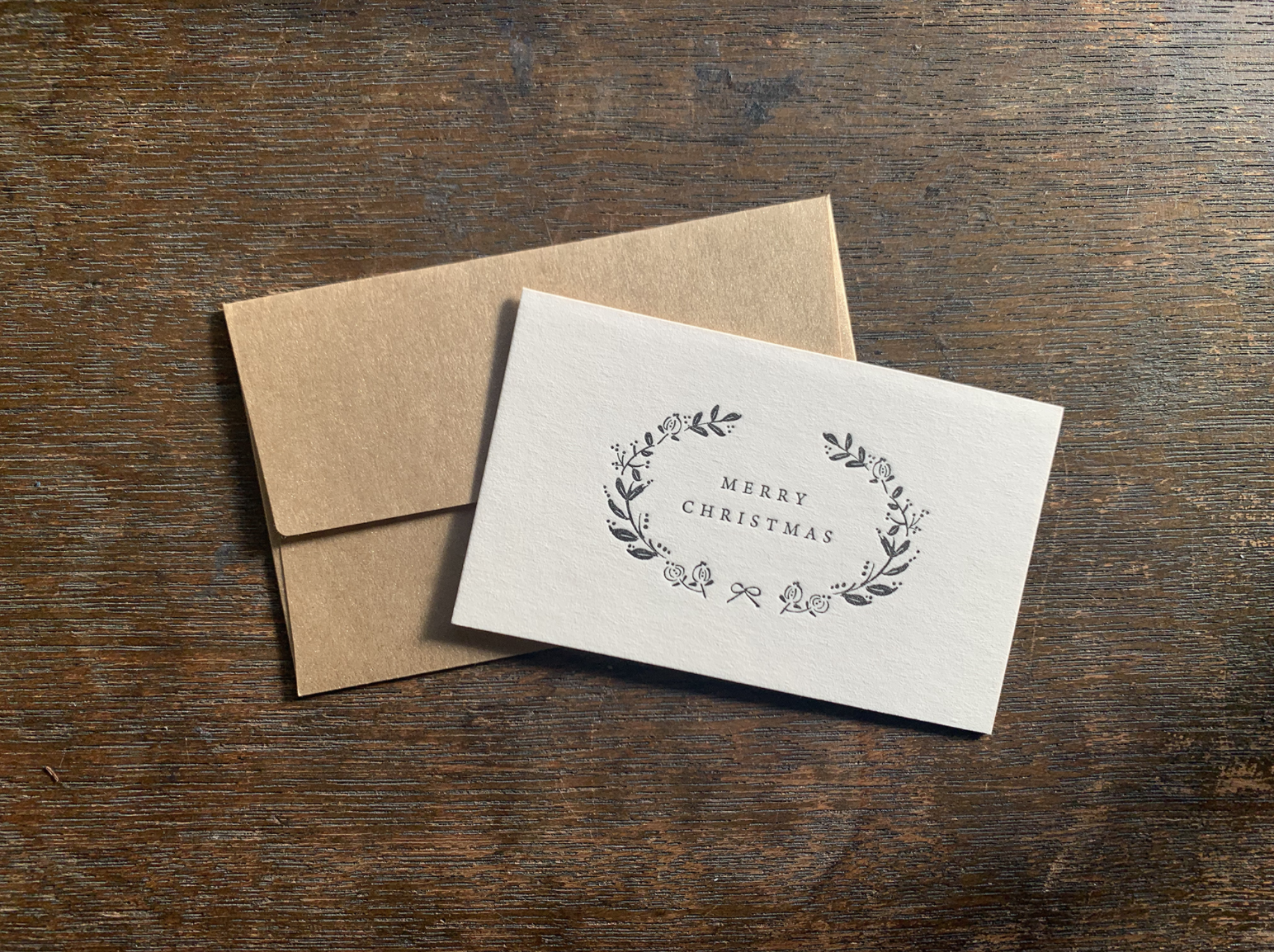 Oeda Letterpress Merry Christmas Card (Star/Wreath) - Smidapaper Ikigai Shop